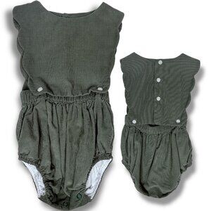 Sophie & Lucas Baby Boys Green Apron Scalloped Bubble Romper Outfit 9m